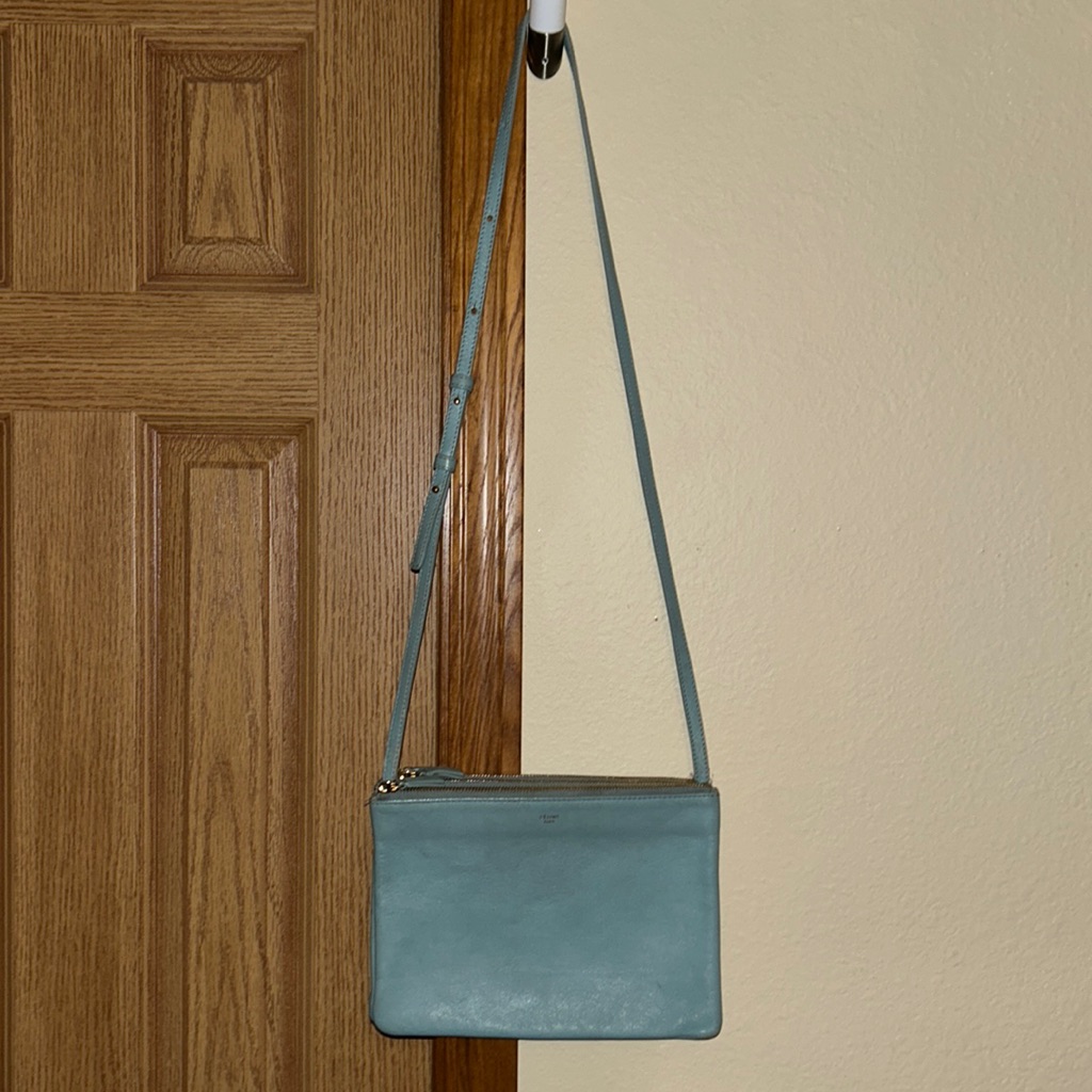 Celine Trio Aqua Leather Crossbody